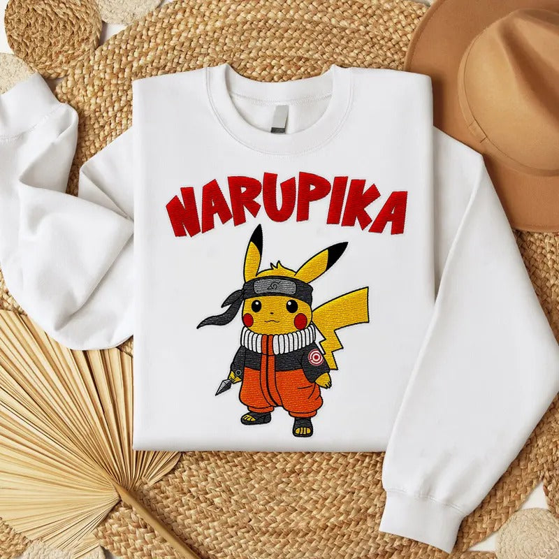 Narupika Embroidered Shirt, Anime Embroidered Sweatshirt, Favorite Character Embroidered Shirt