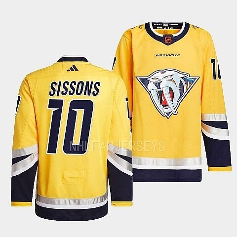 Nashville Predators #10 colton-sissons-yellow-2022reverse-retro-2.0-authentic-primegreen-jersey_conew1