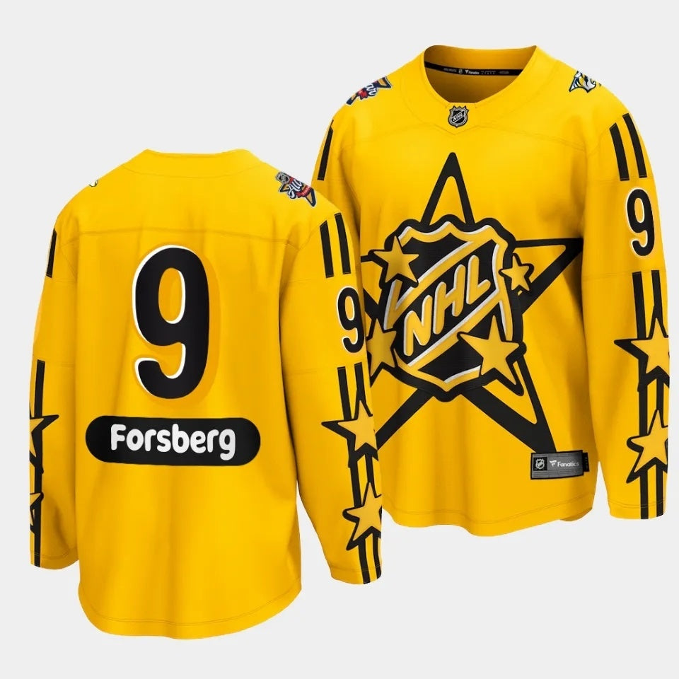 Nashville Predators #9 Filip Forsberg 2024 NHL All-Star Yellow Jersey Style 2
