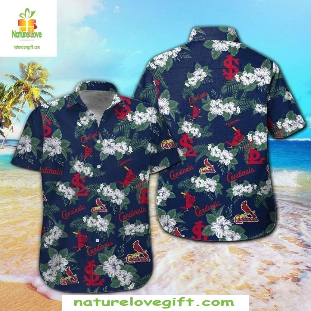 St Louis Cardinals Hawaiian Shirt Nautical Navy Tropical Baseball Apparel