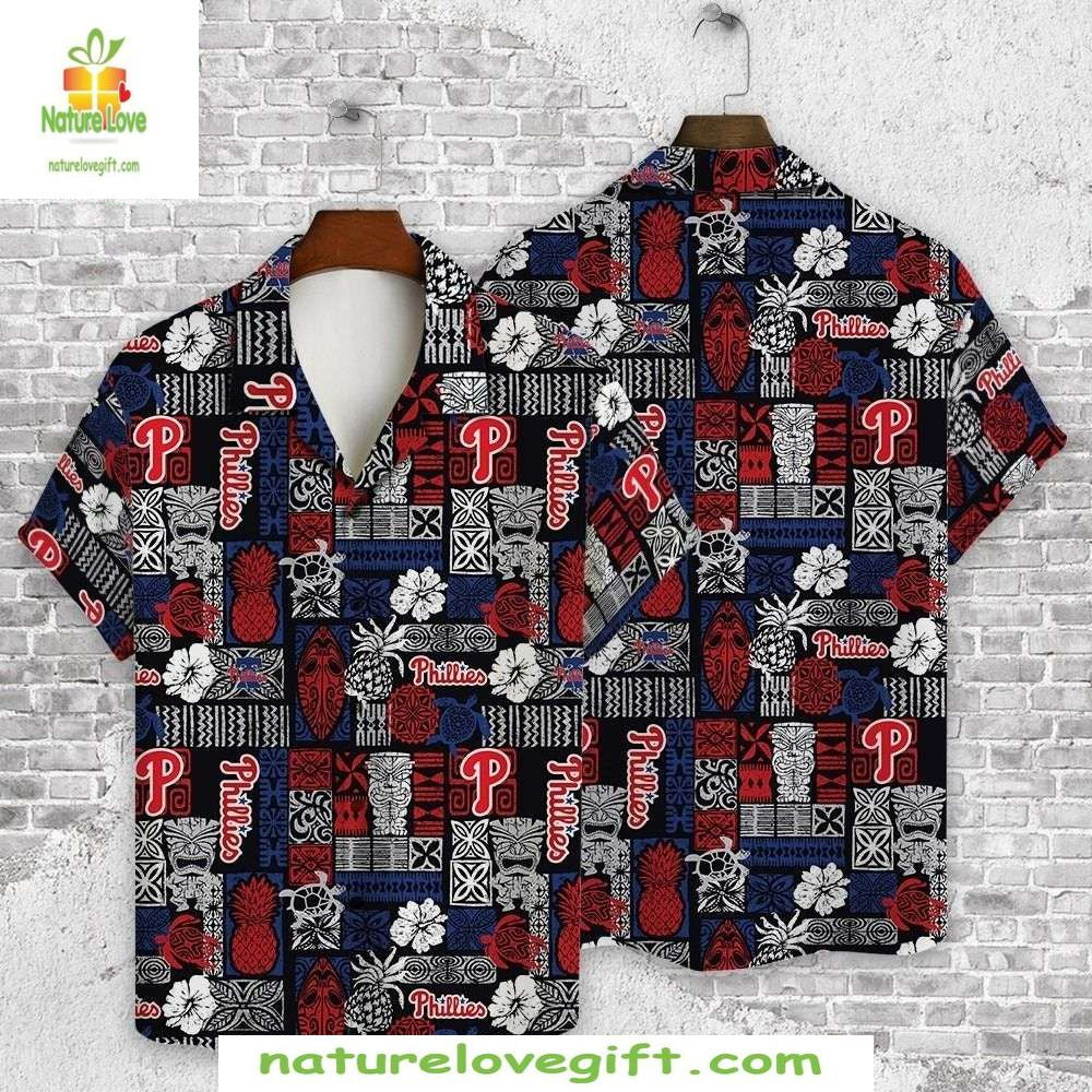 Philadelphia Phillies Hawaiian Shirt Navy Red Stylish Baseball Apparel
