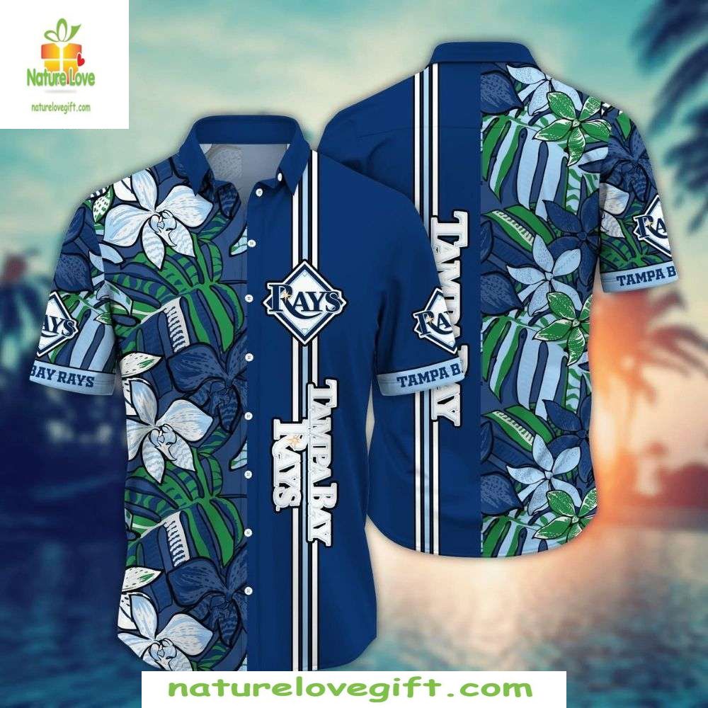 Tampa Bay Rays Hawaiian Shirt Nautical Stripe MLB Baseball Apparel