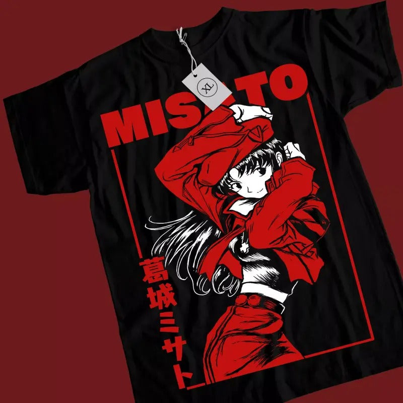 Neon Genesis Evangelion T-Shirt & Sweatshirt, Misato Katsuragi Kaiwaii Waifu Graphic Tee, Anime Manga Lover Gifts Ball Cotton