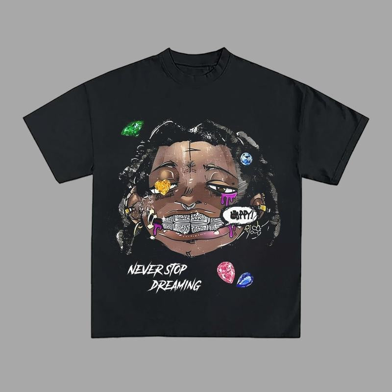 Never Stop Dreaming Graphic Tees Y2k Clothing Oversized Aesthetic Streetwear T-Shirt for Men Women