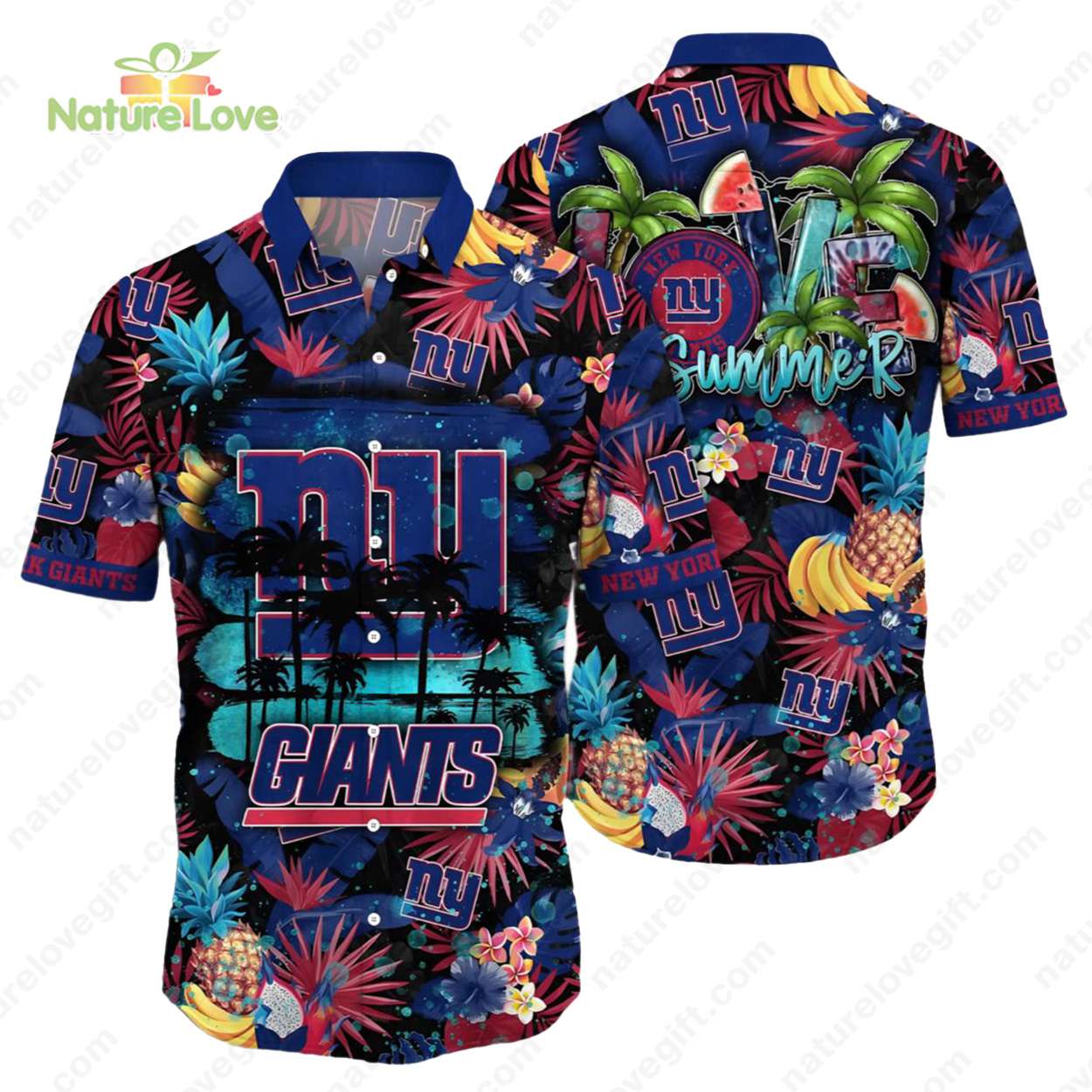 New York Giants Tropical Fruit Paradise Summer Hawaiian Shirt