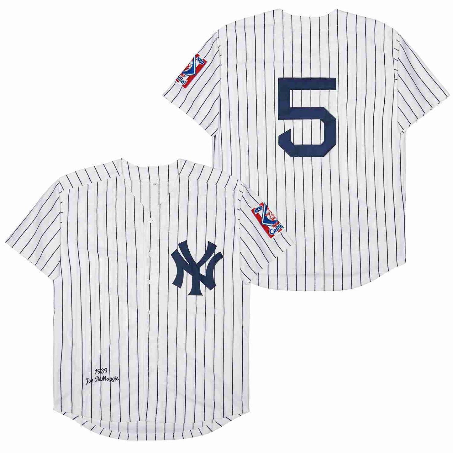 New York Yankees #5 Joe DiMaggio Yankees 5 White Navy Stripe 1939 Retro