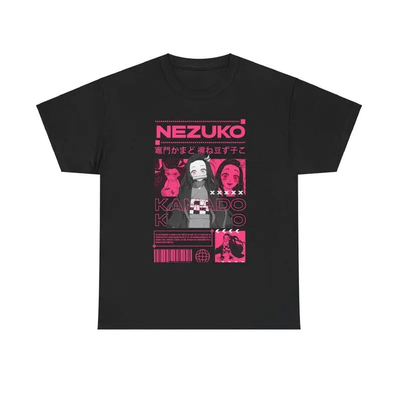 Nezuko Demon Slayer Unisex Heavy Cotton Tee - Anime Graphic T-shirt, Manga Fan Shirt, Japanese Cosplay Top, Otaku Apparel, Demon Slayer