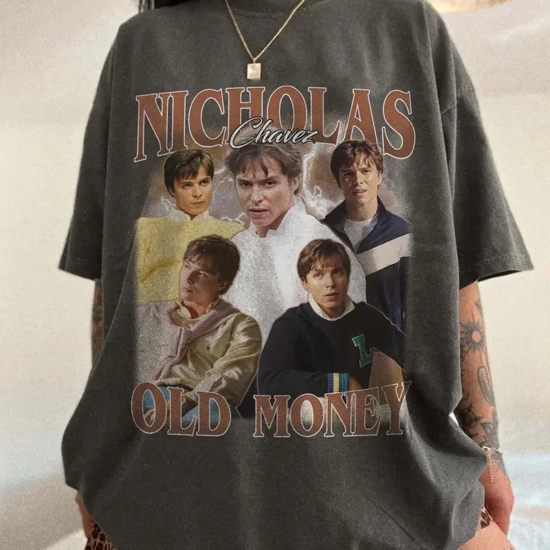 Nicholas Chavez Old Money Comfort Colors T-shirt, Unisex Tops For Men- For Women, Y2K 90s Retro Movies Bootleg Tshirt, Soft Fit Fabric Printed Top