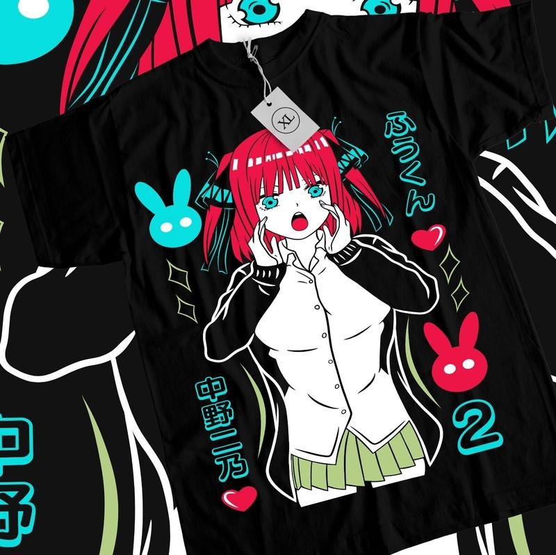 Nino Nakano T-Shirt S-4XL Waifu Hot Nakano Nino 5-toubun no Hanayome Gift Shirt