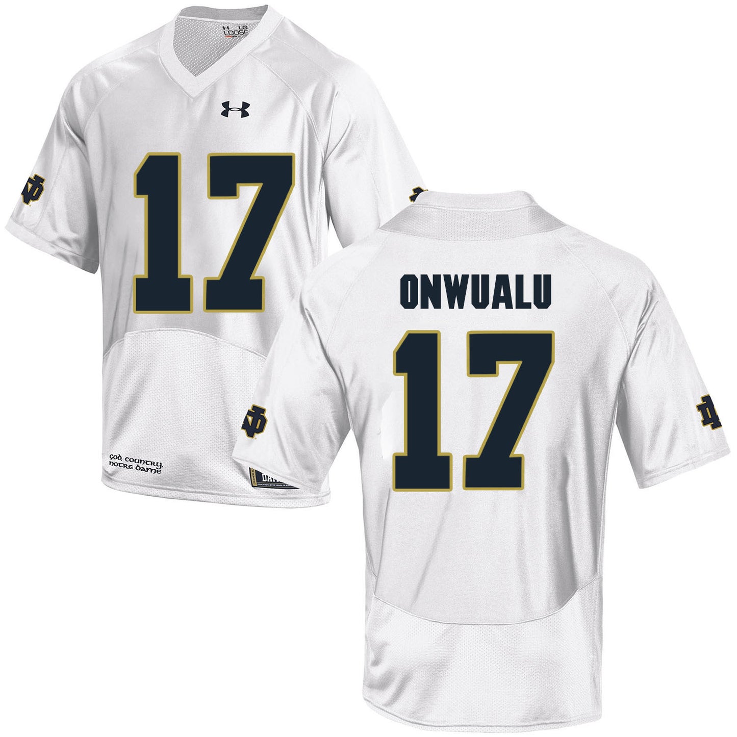Norte Dame Fighting Irish Onwualu 17 Football Jersey - White