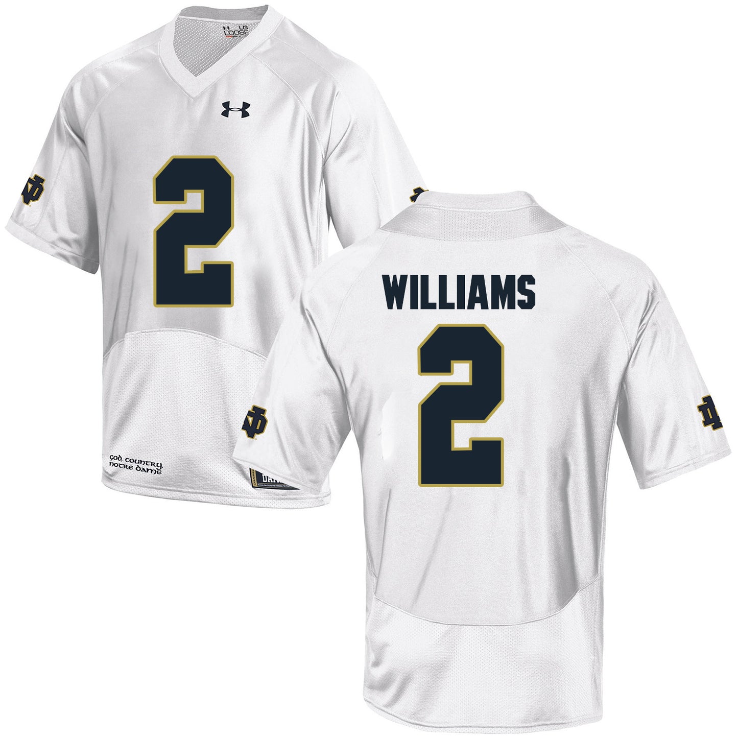 Norte Dame Fighting Irish WILLIAMS 2 Football Jersey - White
