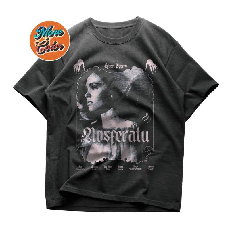 Nosferatu Movie Nicholas Hoult A Symphony of Horror 1922 Count Dracula Bram Stoker Shirts, Cotton Unisex T-Shirt, Crew Neck, Size S- 3XL, Menswear Top, Womenswear Top Underwear Streetwear