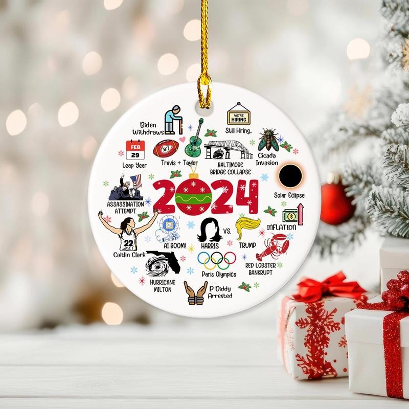 Notable Events 2024 Christmas Ornament, Newsmaker Cute 2024 Ornament, Funny Year in Review, Year to Remember Gifts Idea,...