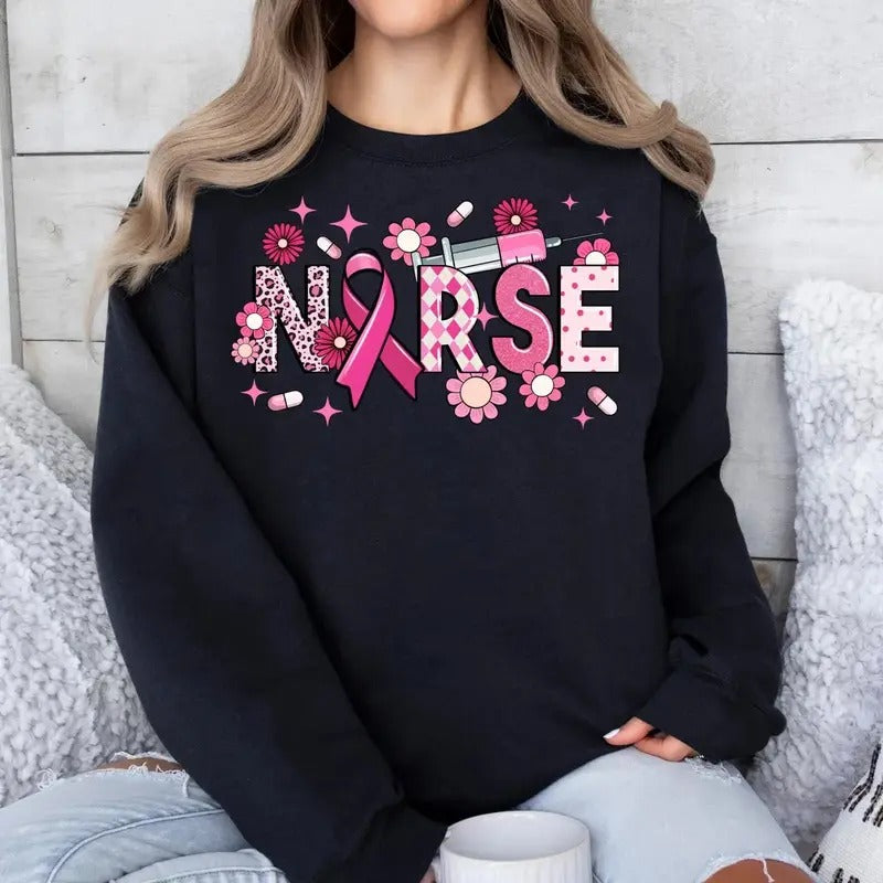Nurse Breast Cancer sublimation Sweatshirt , Breast Cancer Awareness , Cancer Awareness , Cancer, Sweatshirt Women,...