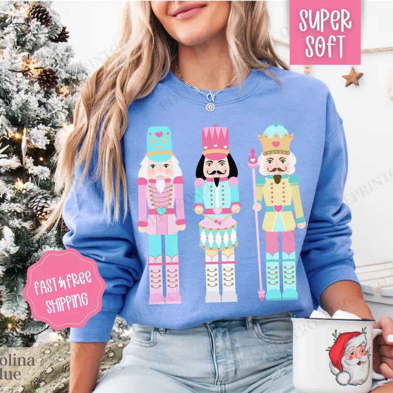 Nutcracker Christmas Sweatshirt, Christmas Sweater, Women's Holiday Crewneckstyle{n002}2 T-Shirts, Hoodie