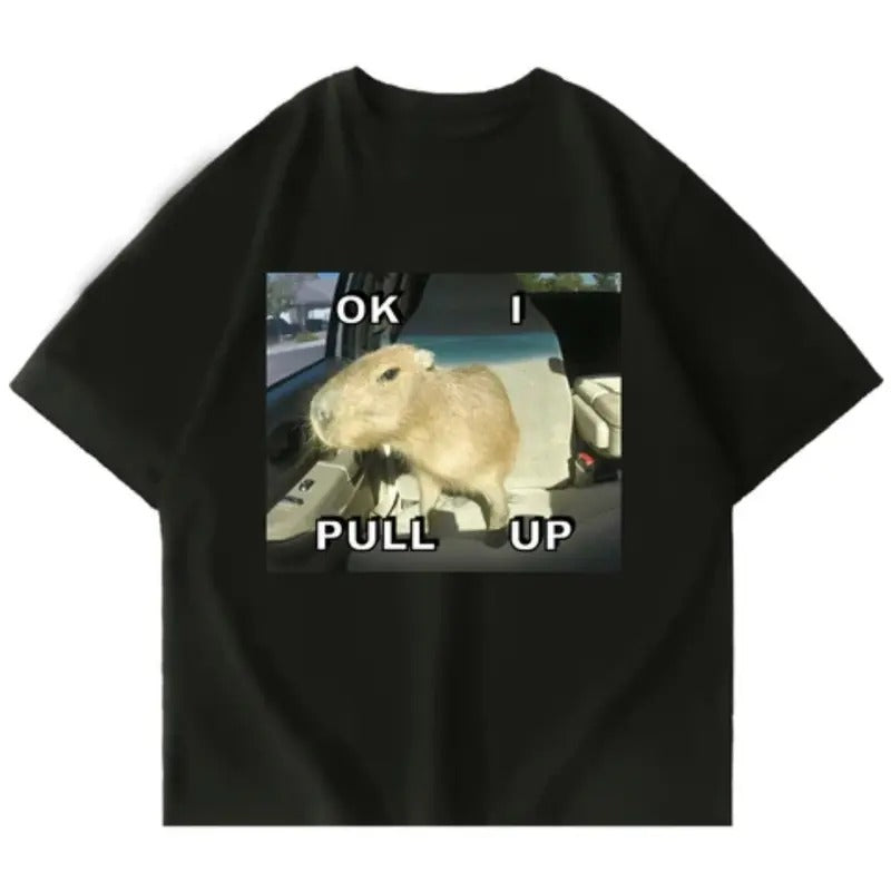 OK I PULL UP CAPYBARA Shirt, CAPYBARA Graphic, Cute Shirt, Vintage Graphic tee, 2000s vintage tops, gift fot him, gift for her top menswear
