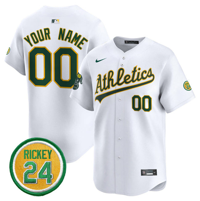 Oakland Athletics Active Player Custom White 2024 Home Limited With Rickey Henderson