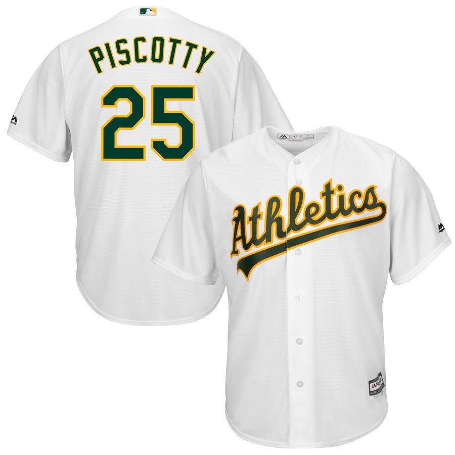 Oakland Athletics #25 Stephen Piscotty Majestic Cool Base Player Replica Jersey – White
