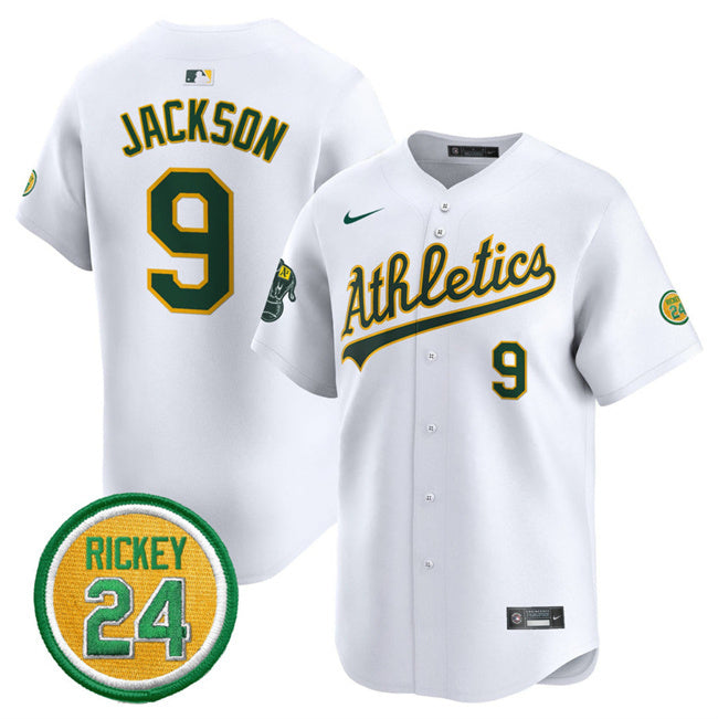 Oakland Athletics #9 Reggie Jackson White 2024 Home Limited With Rickey