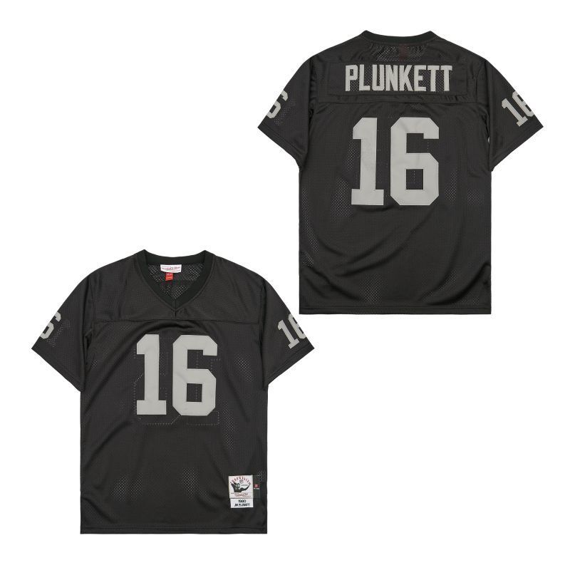 Oakland Raiders #16 Jim Plunkett plunkett#16 Black Style 3