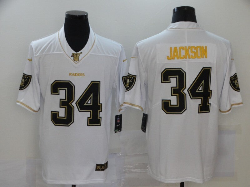 Oakland Raiders #34 Bo Jackson White Retro Gold 150