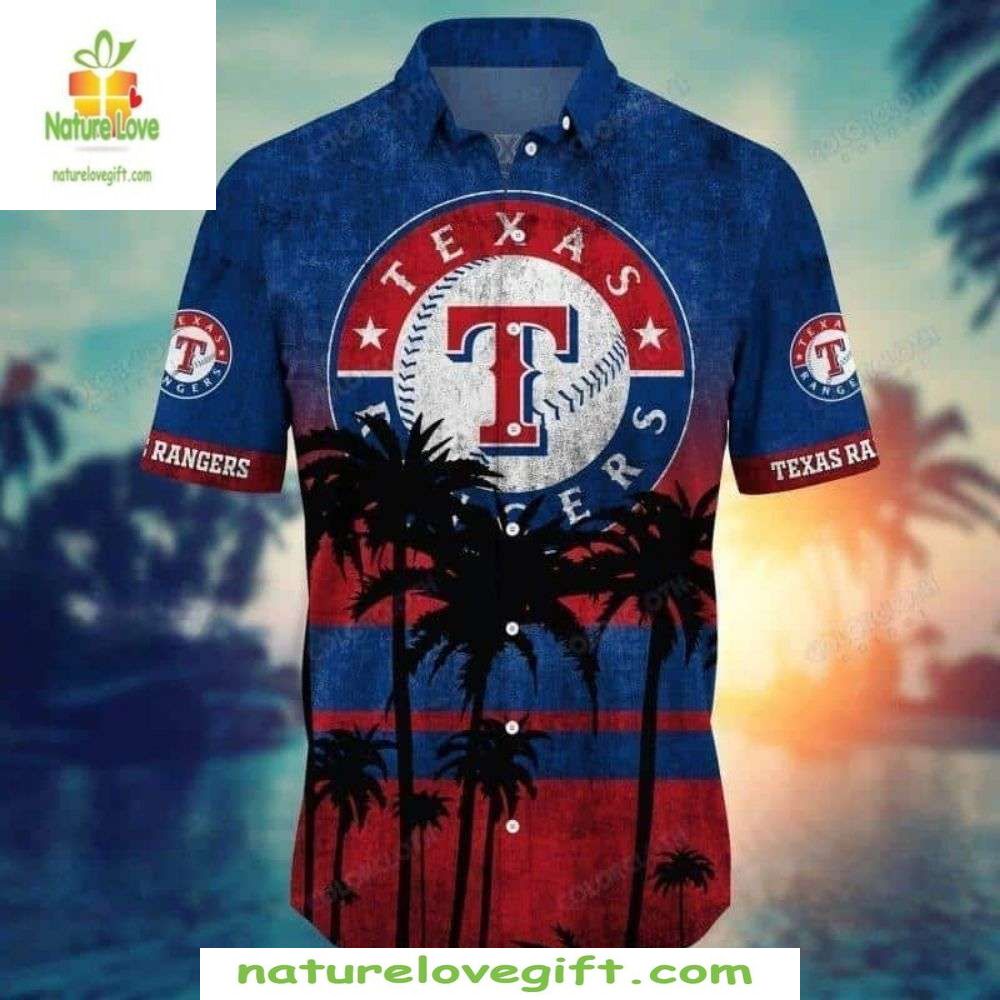 Texas Rangers MLB Hawaiian Shirt Oceanfront Tropical Baseball Apparel