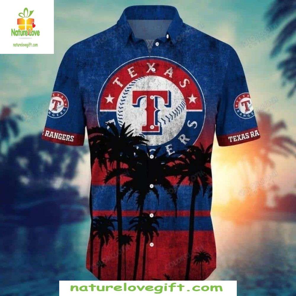 MLB Hawaiian Shirt Texas Rangers Oceanfront Tropical Baseball Apparel