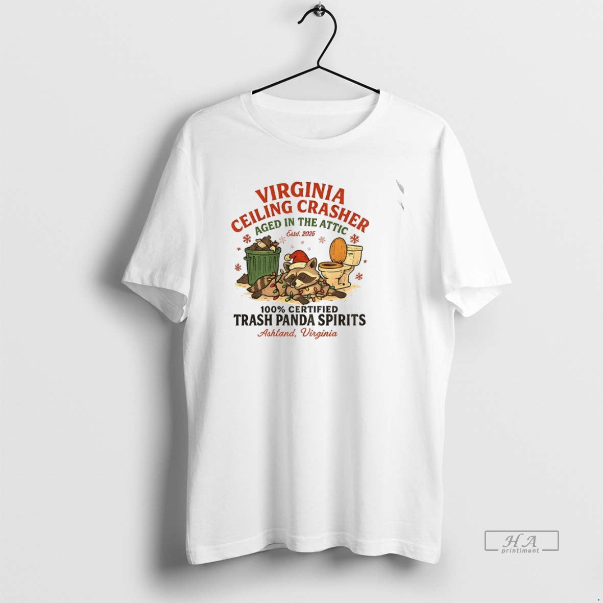 Official Virginia Ceiling Crasher 100 Certified Trash Panda Spirits Christmas T-Shirts, Hoodie, Sweatshirt