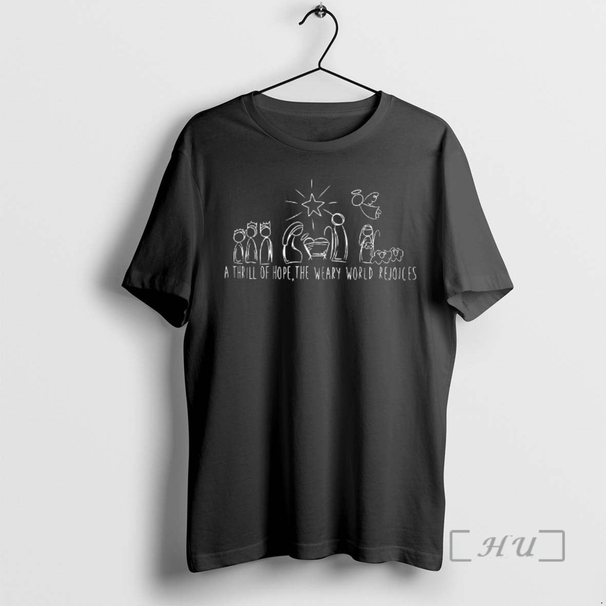 Officials A Thrill Of Hope The Weary World Rejoices Christian Christmas Sketch Premium T Shirts Hoodie, Sweatshirt