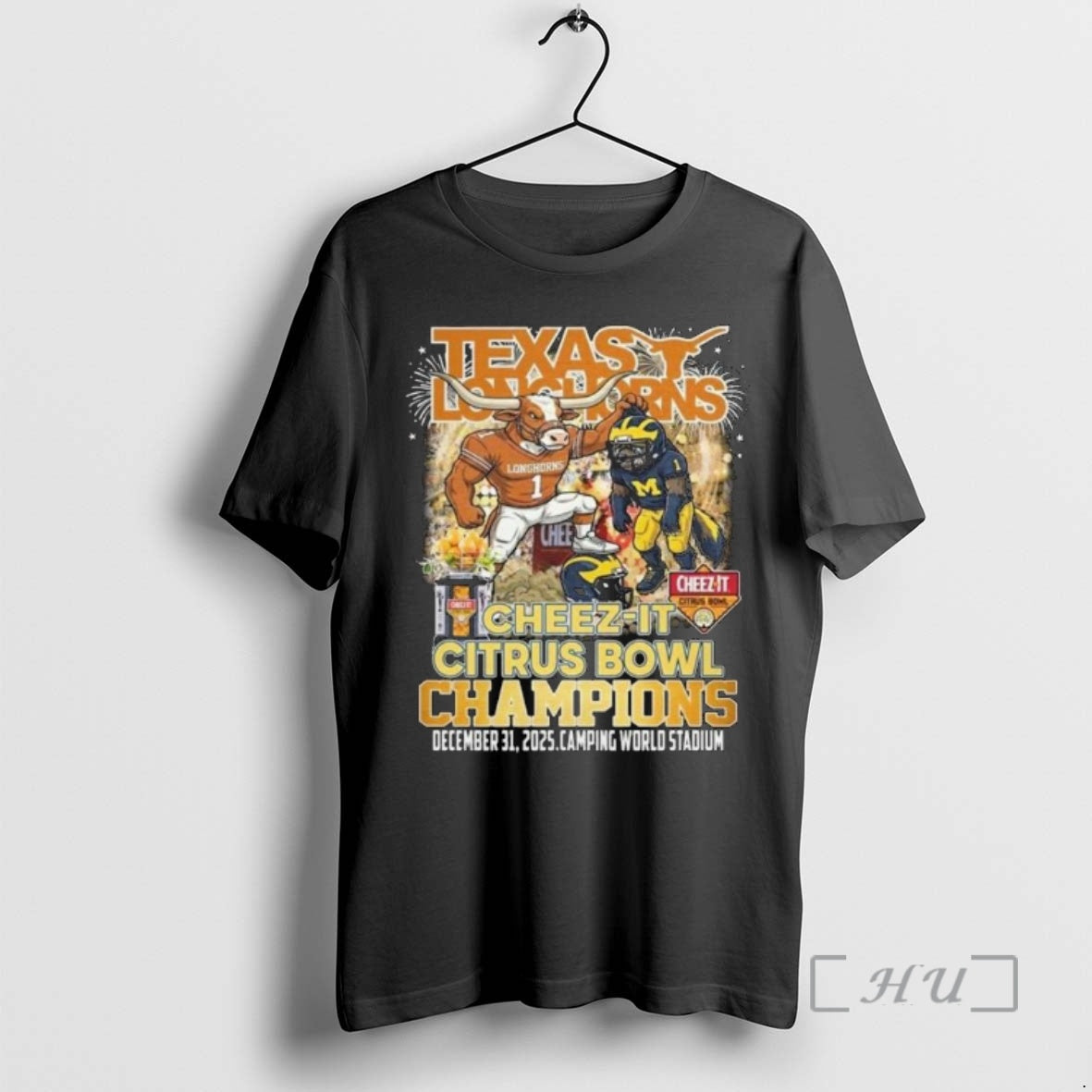 Officials Texas Longhorns Cheez It Citrus Bowl Champions 2025 Dec 31 Mascot Premium T Shirts Hoodie, Sweatshirt