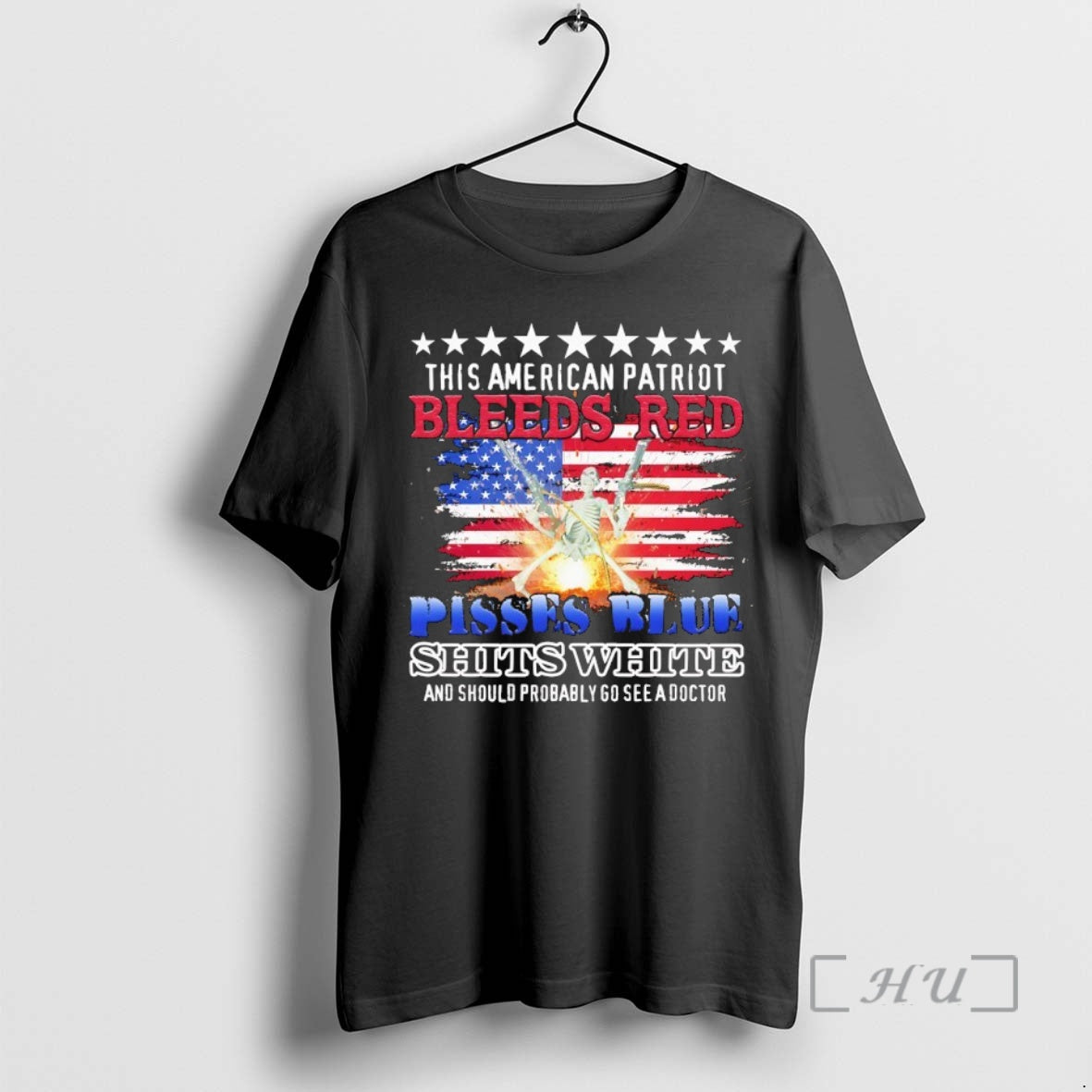 Officials This American Patriot Bleeds Red Pissed Blue Shits White T-Shirts, Hoodie, Sweatshirt | InkThreadWorks.com