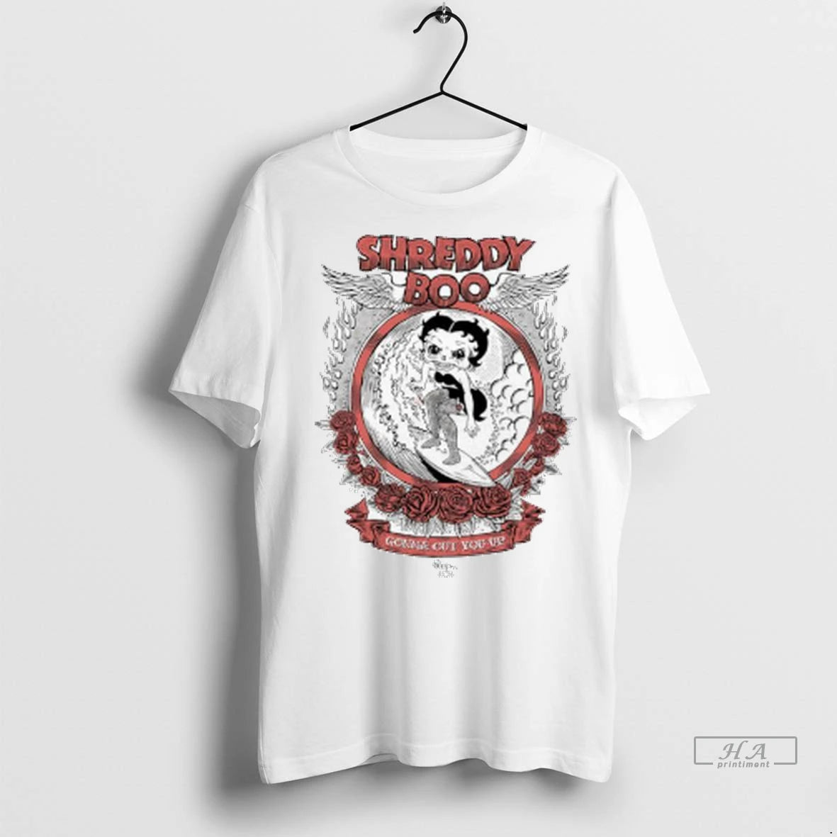 Officials Trendy Shreddy Boo Gonna Cut You Up Wreath Of Red Roses Ladies Shirt Sweater