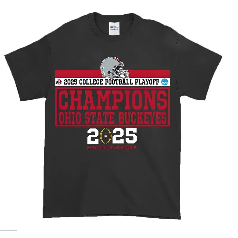 Ohio State Buckeyes Football 2025 CFP National Champions Helmet Shirt, Football Champions Sweatshirt , Mascot College Hoodie