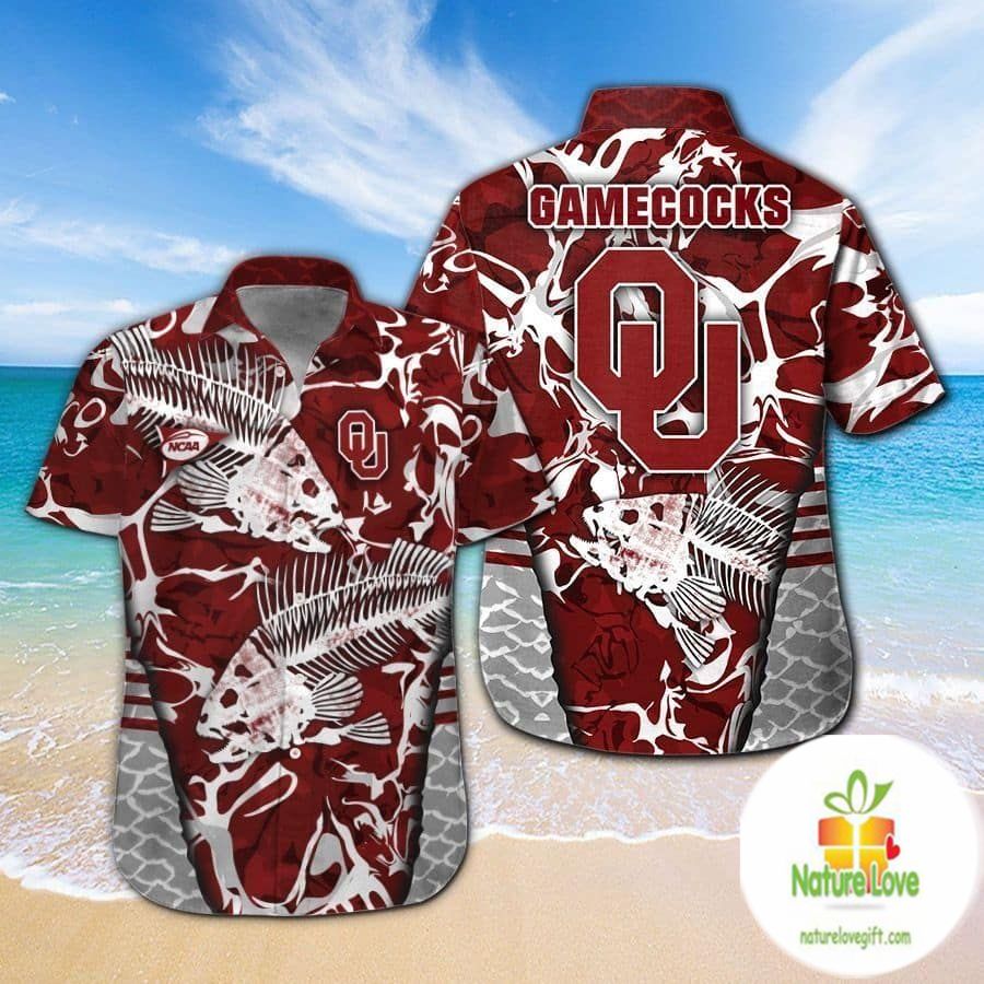 Oklahoma Sooners Hawaiian Shirt Fishing Short Sleeve Button Up