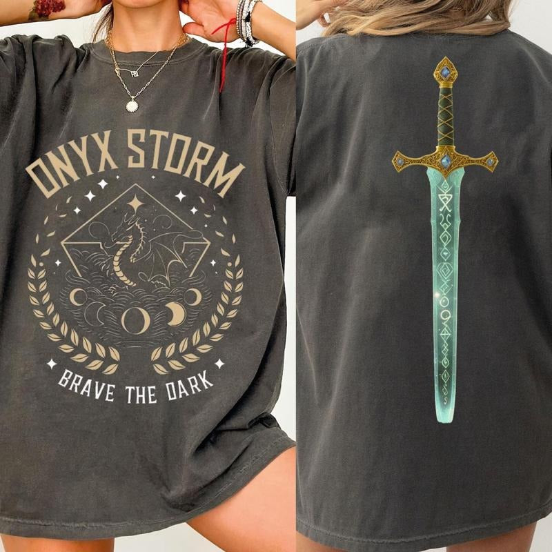 Onyx Storm Brave The Dark Shirt, Fourth Wing Series Shirt For Fan, Violet Sorrengail Dragon Rider, Brave the Dark Tee...