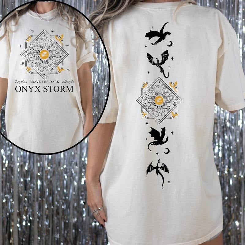 Onyx Storm Brave The Dark Shirt, Fourth Wing Shirt, Dragon Rider , Violet Sorrengail, Bookish Shirt, Xaden Riorson VLB930...