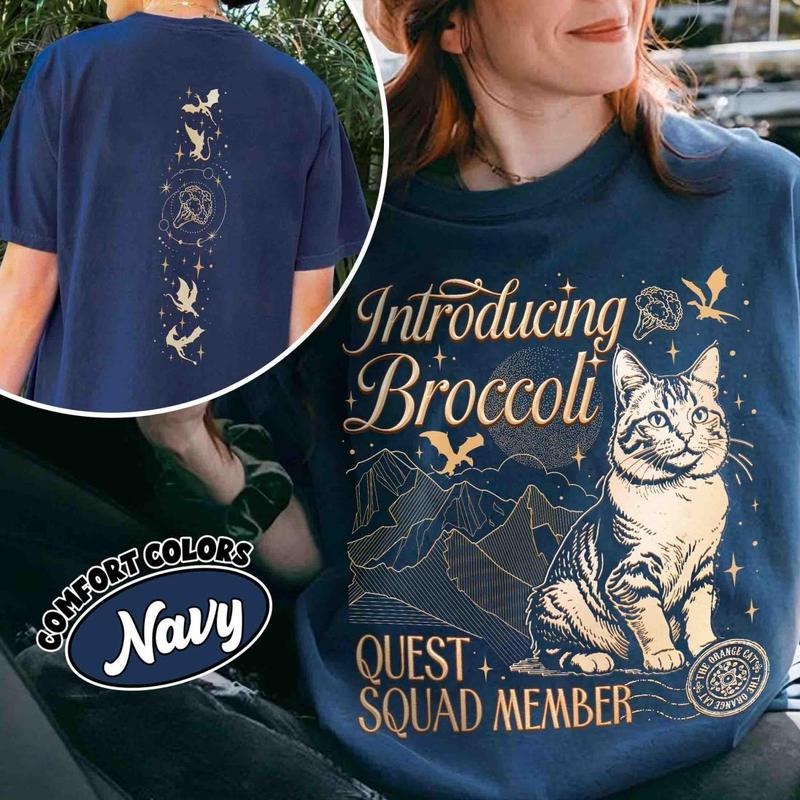 Onyx Storm Broccoli Cat Shirt, The Quest Squad Fourth Wing Series T Shirt For Fan, Dragon Rider Ridoc Gamlyn Tee,...