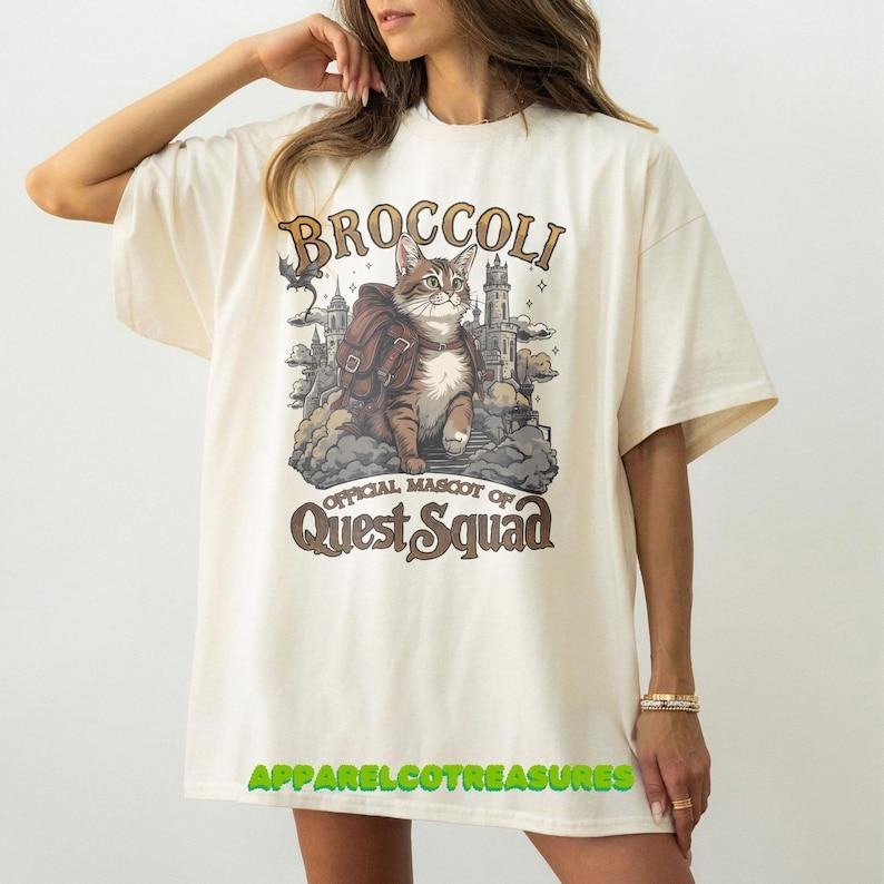 Onyx Storm T-Shirt, Fourth Wing Merch, Quest Squad T-Shirt, Broccoli The Cat T-Shirt Hoodie, Sweatshirt | InkThreadWorks.com