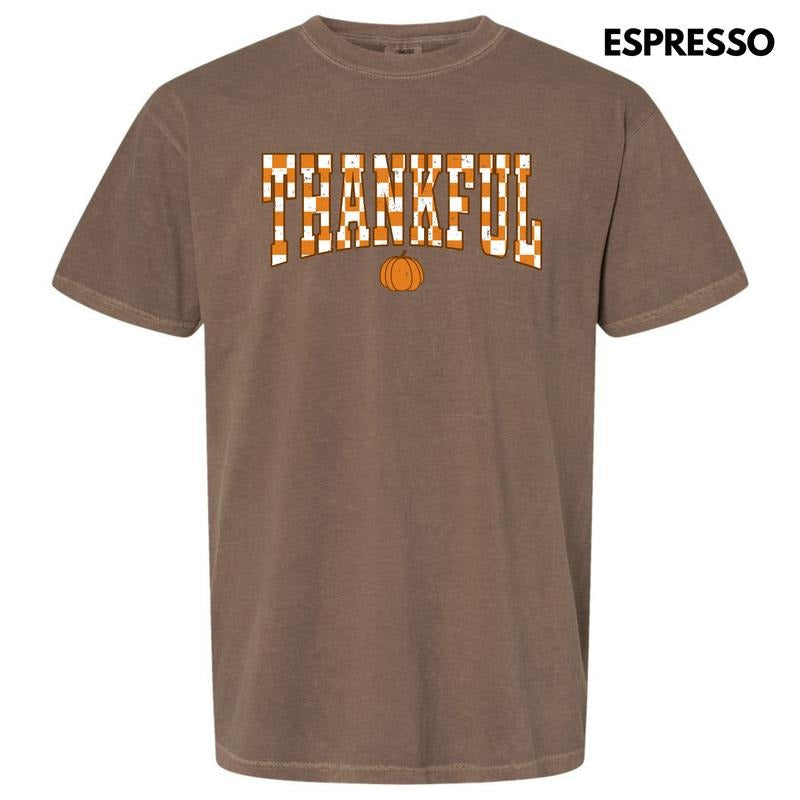 Orange Thankful Checkered Comfort Colors T-Shirt 'NLB' Hoodie, Sweatshirt | InkThreadWorks.com