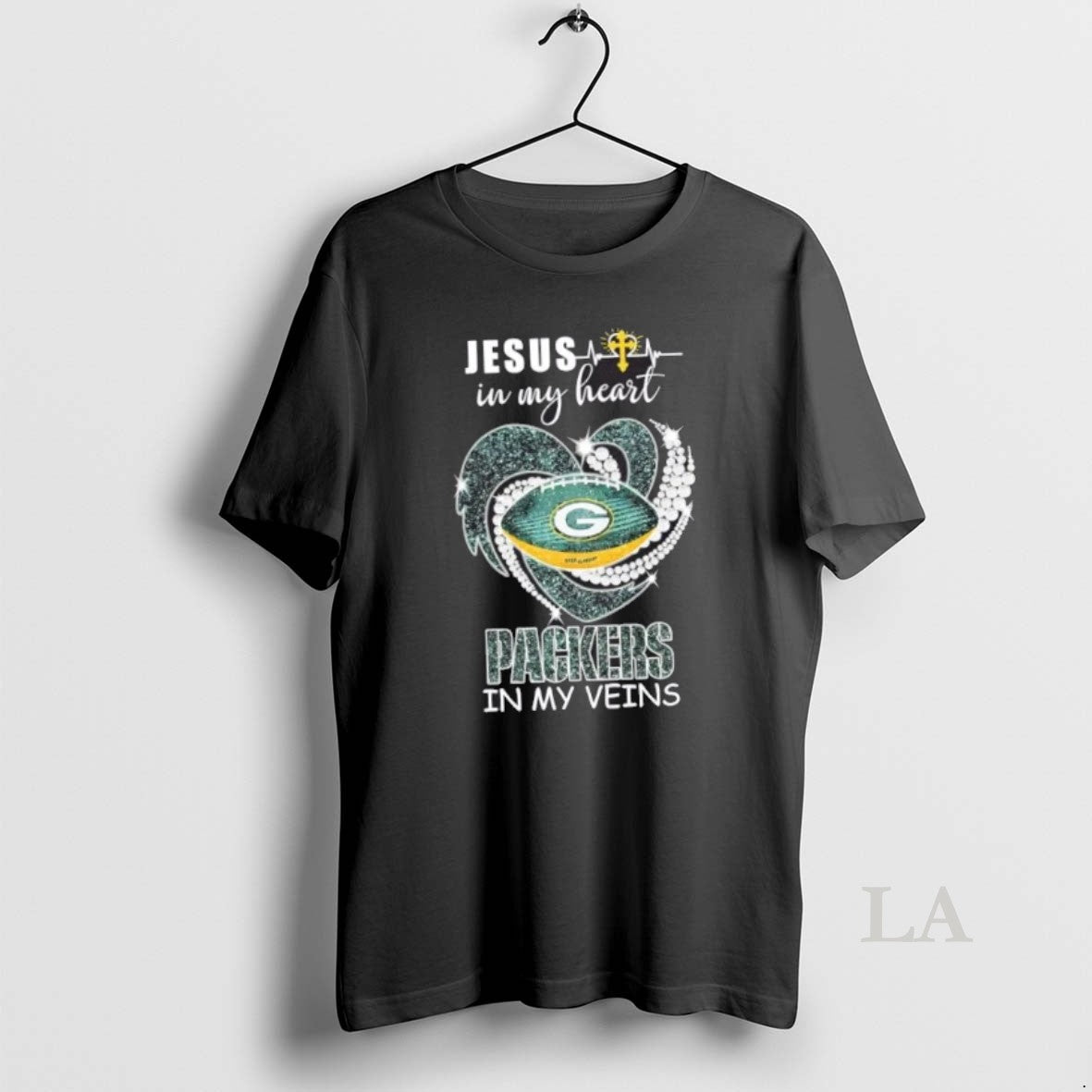 Original Jesus In My Heart Green Bay Packers In My Veins Diamond Heart T-Shirts, Hoodie, Sweatshirt | InkThreadWorks.com