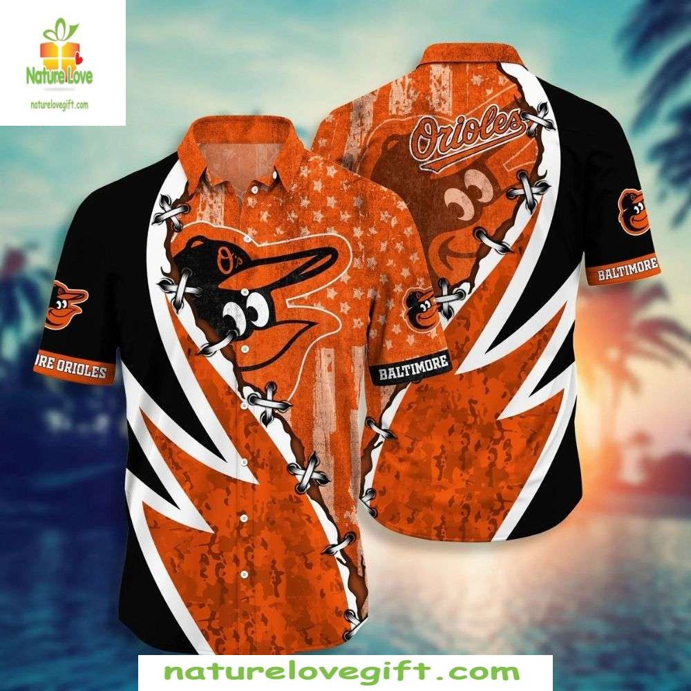 Baltimore Orioles Hawaiian Shirt Swirl Star Pattern MLB Baseball Aloha