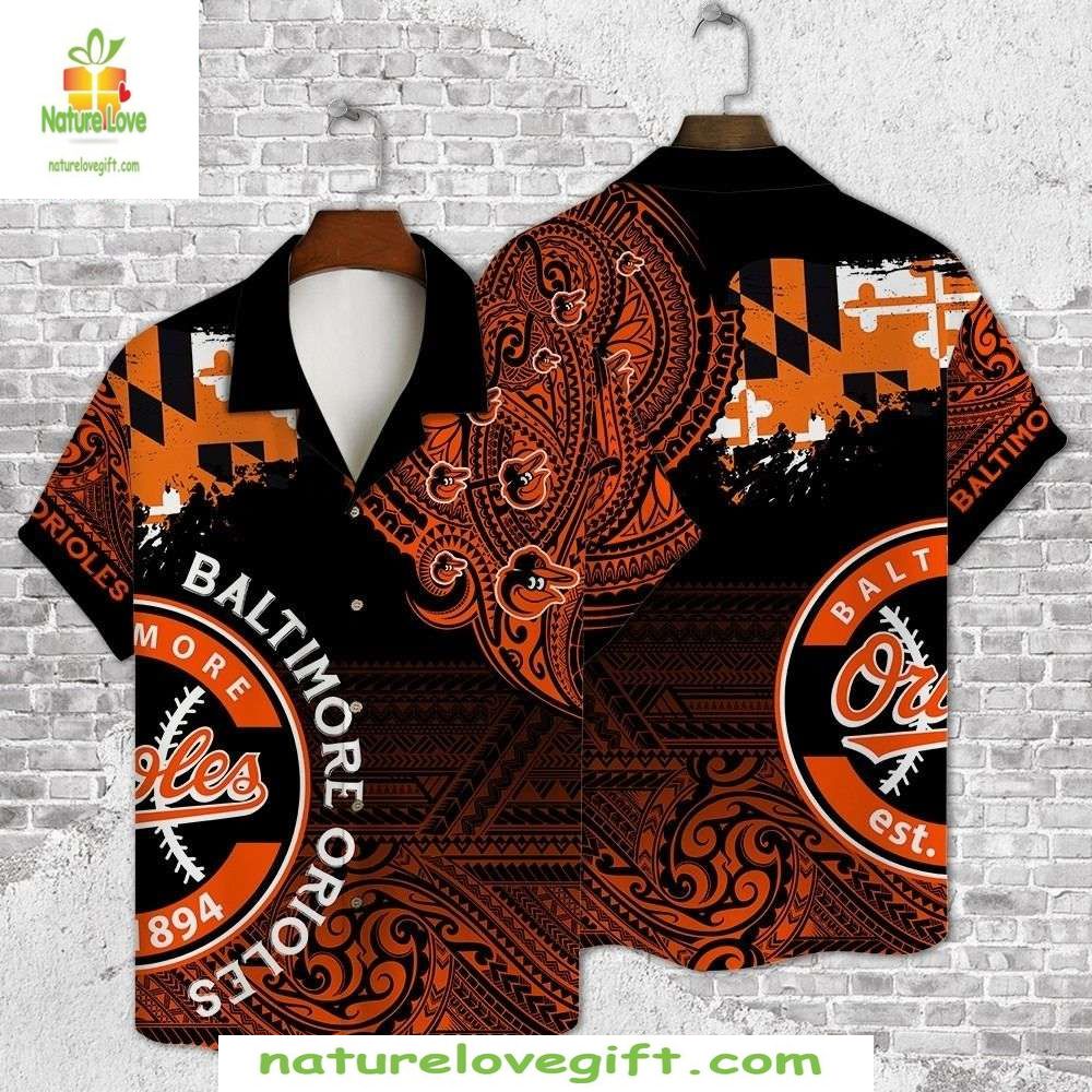 Baltimore Orioles Hawaiian Shirt Black Paisley Cityscape MLB Baseball Apparel