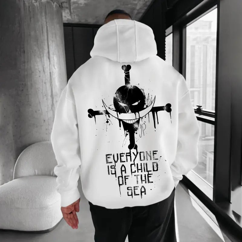 Oversize Print Double-Sided Hoodie, Everyone is a child of the sea Hoodie, Manga Hoodie For Men, Best Anime Hoodie, Gift For Anime Lovers, Anime Printed Shirt, Gift For Fans, Gift For Him, Gift For Her