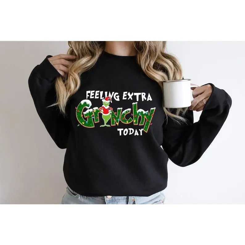 Oversized Feeling Extra G!nchmasy Today Christmas Sweatshirt, G!nchmas Sweatshirt, Christmas Hoodie, Family Christmas...