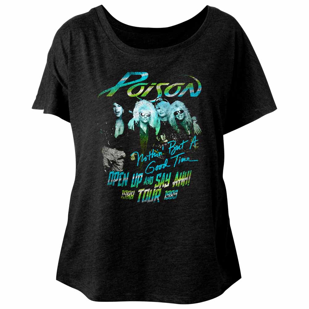 Poison Ladies S/S Dolman - Tour Shirt - Heather Vintage Black