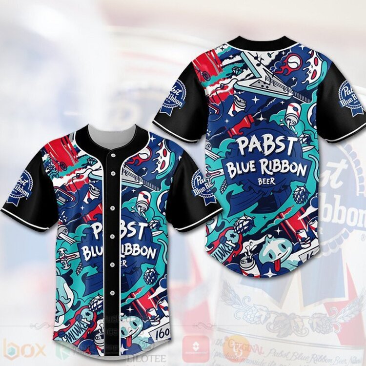 FASHION Pabst Blue Ribbon Beer Baseball Jerseys Botton Shirt