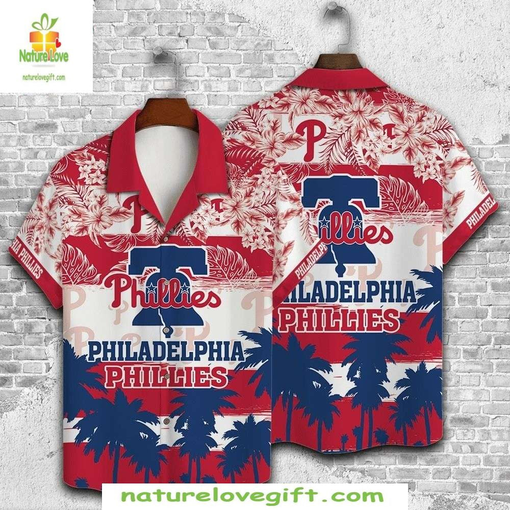 Philadelphia Phillies Hawaiian Shirt Palm Sunset Tropical Baseball Apparel