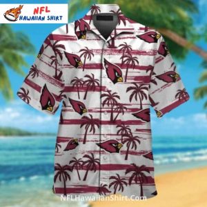 Palm Tree Arizona Cardinals White Striped Hawaiian Shirt For Summer