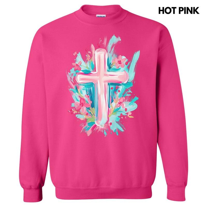 Pastel Brushstroke Cross Sweatshirt 'NLB' T-Shirts, Hoodie | InkThreadWorks.com