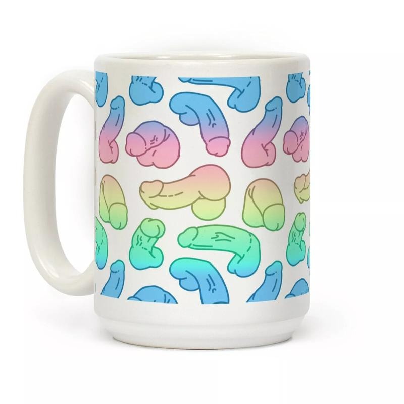 Pastel Penis Pattern Coffee Mug 11oz-15oz, Printed in the USA, Handy for Coffee and Tea, Funny Coffee Mug, Gift Ideas